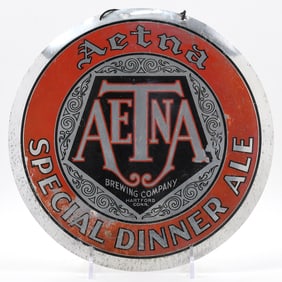 Aetna Special Dinner Ale 1930s Leyse Aluminum Sign