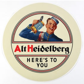 Alt Heidelberg Beer Large 1950s Laminate Sign SHARP