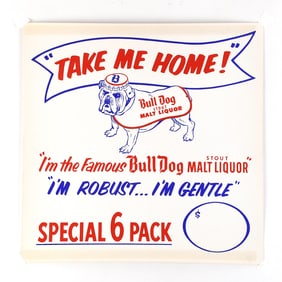 Bull Dog Stout Malt Liquor 1950s Point of Sale Paper Sign