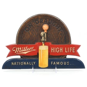 Miller High Life On Draught 1940s Composition Sign
