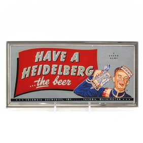 Heidelberg 1950s Reverse Painted Mirrored Glass Sign