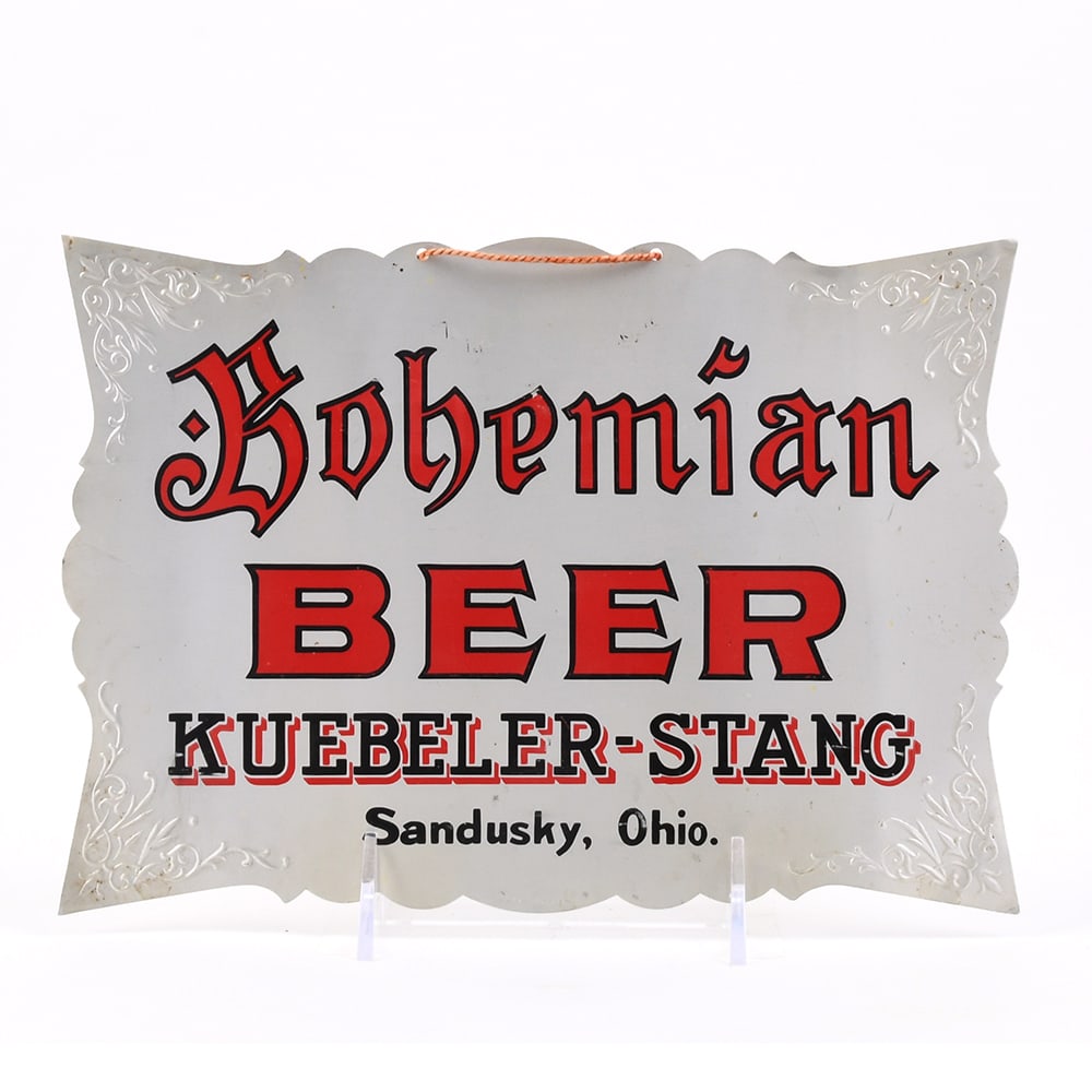Kuebeler-Stang Bohemian Beer Pre-Proh Stamped Die Cut Aluminum Sign RARE (1 of 2)