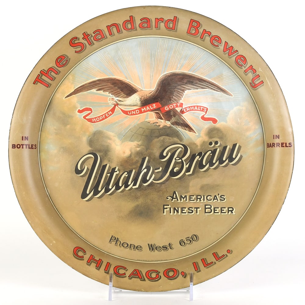 Utah Brau Beer Standard Chicago Pre-Prohibition Serving Tray SHARP (1 of 2)