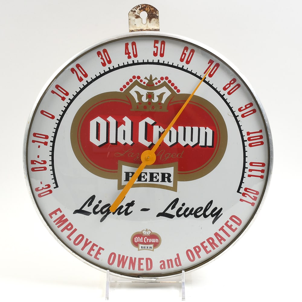 Old Crown Beer 1950s Thermometer Small Logo LIGHT LIVELY (1 of 2)