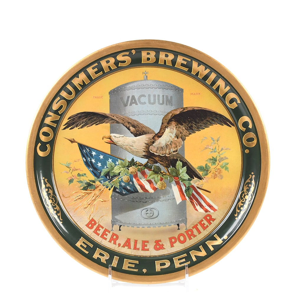 Consumers Brewing Erie Pre-Prohibition Serving Tray RARE (1 of 2)