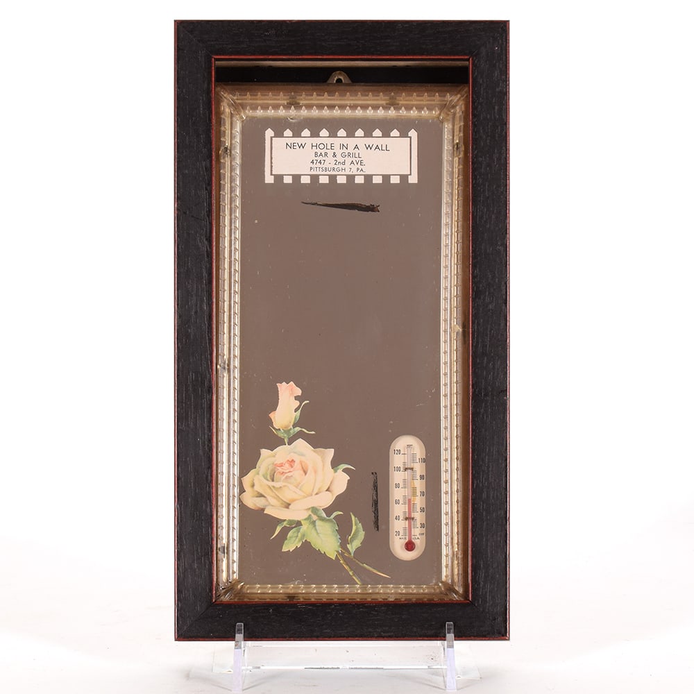 New Hole In A Wall Bar And Grill 1930s Mirrored Thermometer (1 of 2)