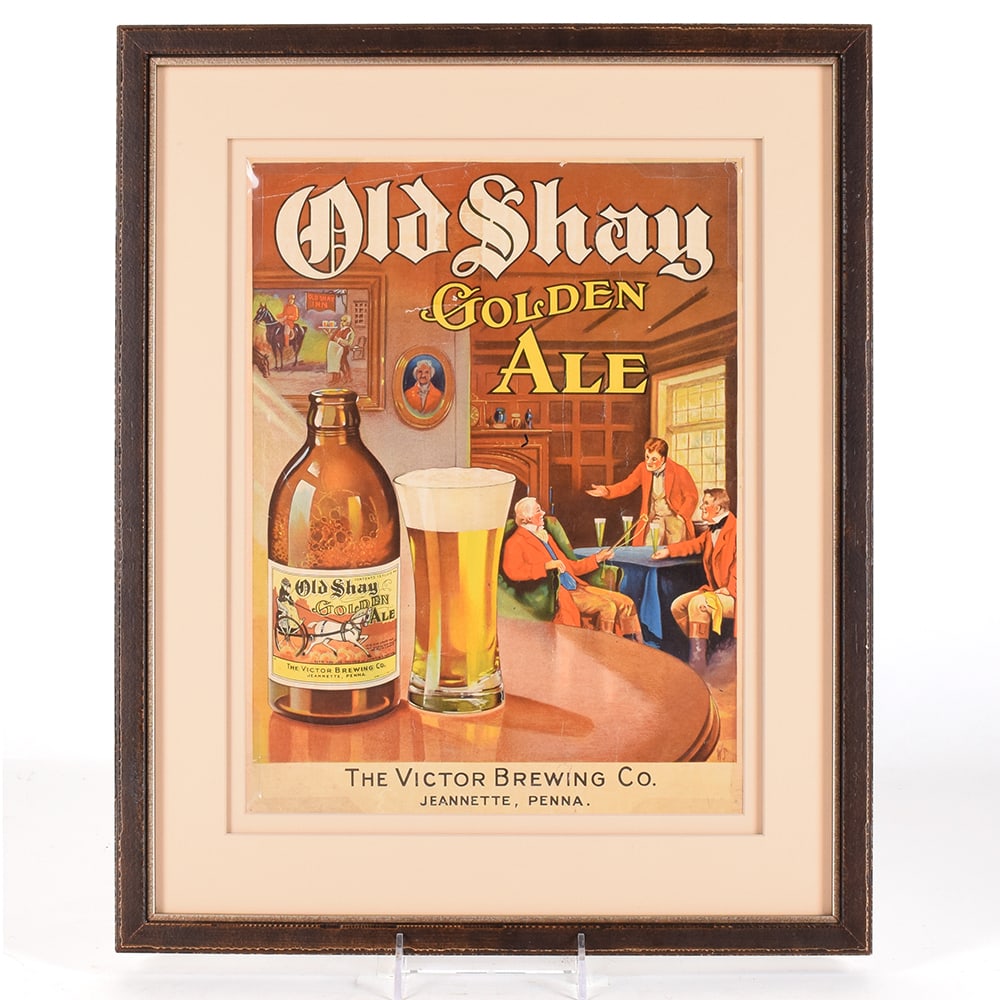 Old Shay Golden Ale 1930s Paper or Cardboard Sign (1 of 2)