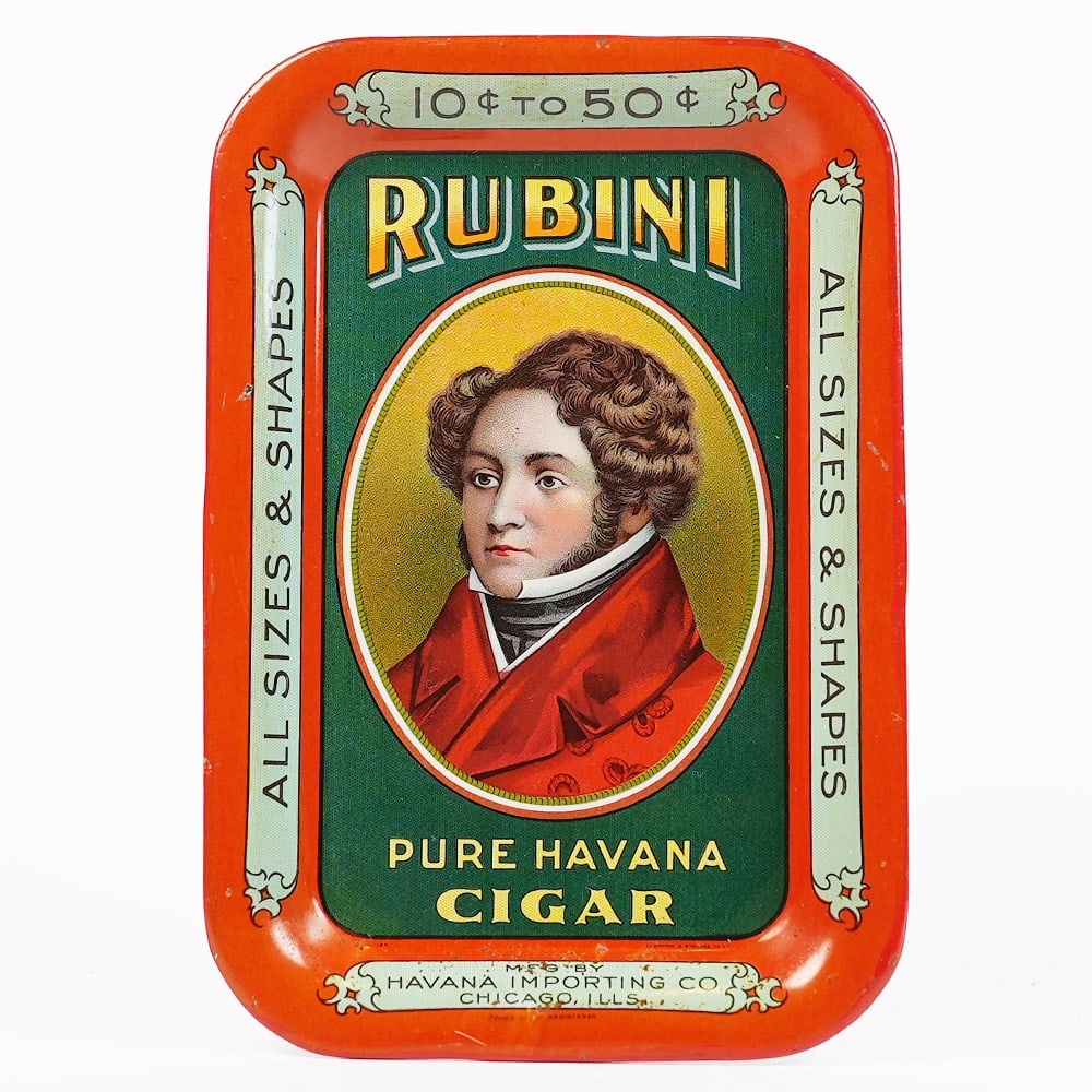 Rubini Pure Havana Cigar Tin Litho Tip Tray CHICAGO (1 of 2)