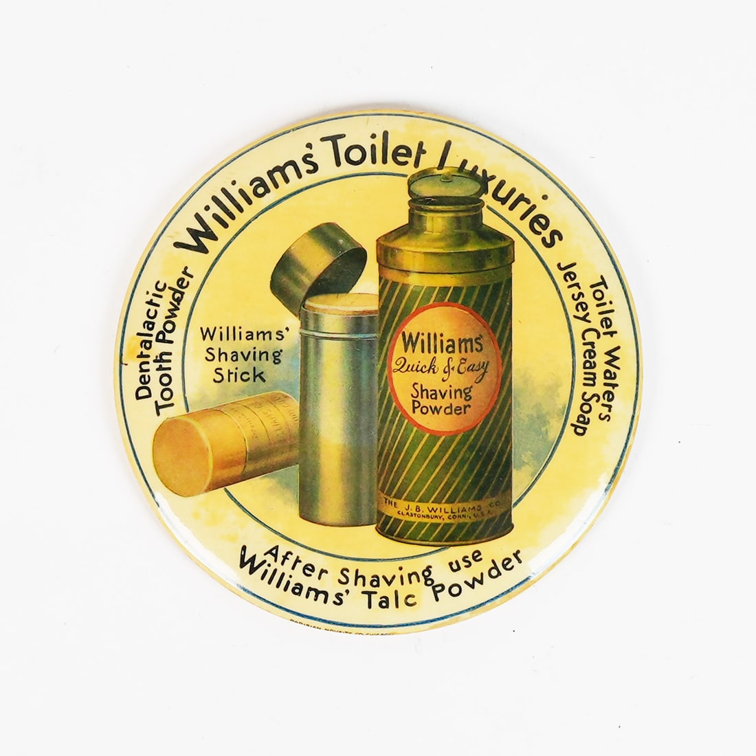 Williams Toilet Luxuries Shaving Stick Talc Powder Celluloid Mirror Auction