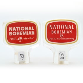 National Bohemian 1950s Lucite Tap Knobs Lot of 2 Different