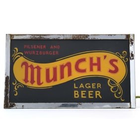 Munch's Beer 1930s Paper Insert Illuminated Sign RARE