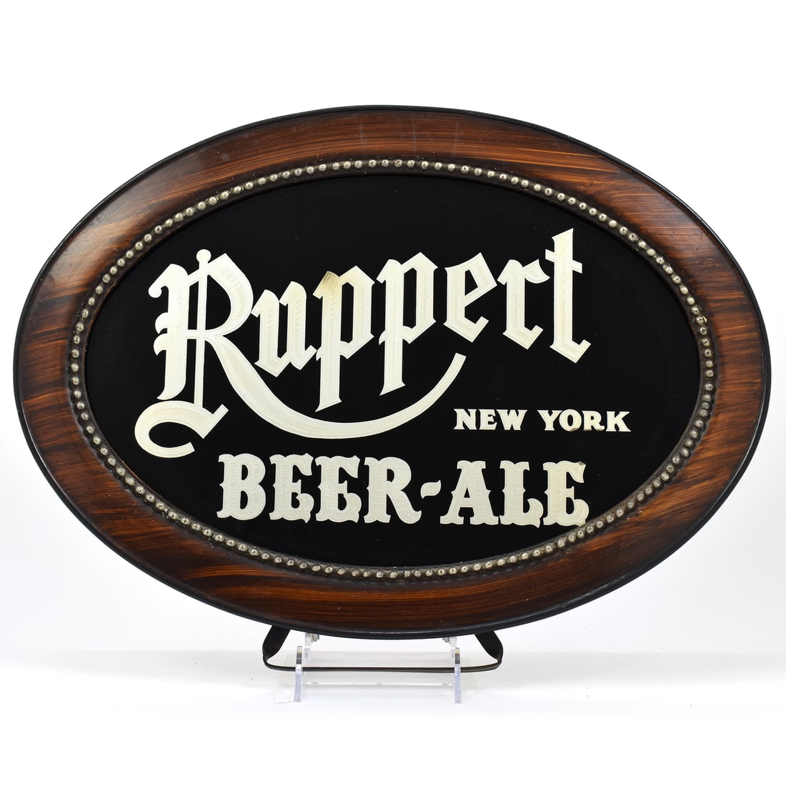 Ruppert Beer-Ale 1940s Reverse Painted Glass Sign (1 of 2)