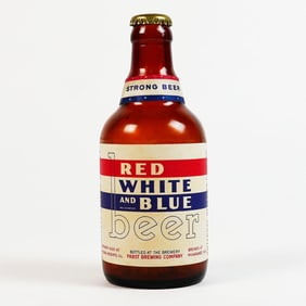 Red White Blue STRONG Steinie Beer Bottle PABST WI