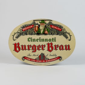 Burger Brau Cincinnati Embossed Tin Sign TOUGH SHARP