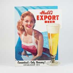 Hulls Export Beer Connecticut's Only Brewery Diecut Sign