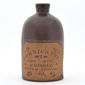 Domnick Fry Whiskey Pre-Prohibition Earthenware Jug