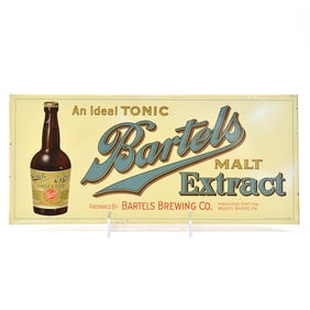 Bartels Malt Extract Prohibition Era Tin-Over-Cardboard Sign CLEAN