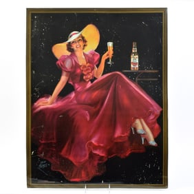 Cooks Beer Large 1930s Tin-Over-Cardboard Sign SCARCE