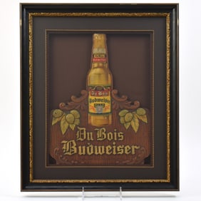 Du Bois Budweiser 1940s Pressed Composition Sign RARE