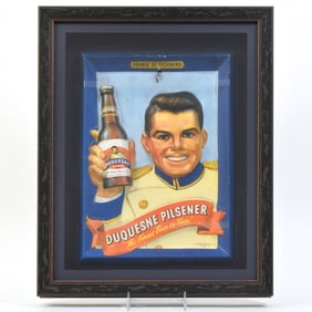 Duquesne Pilsener Beer 1950s Molded Plastic Sign RARE