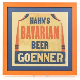 Hahns Bavarian Beer 1930s Die Cut Cardboard Sign GOENNER RARE