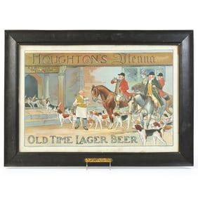 Houghton's Vienna Beer Pre-Prohibition Lithograph BOSTON AFTER THE FOX HUNT