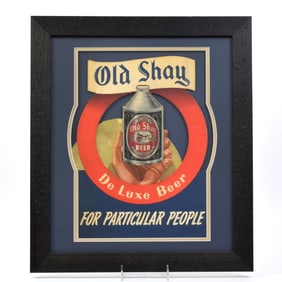 Old Shay Beer 1950s Die Cut Cardboard Sign Crowntainer SCARCE