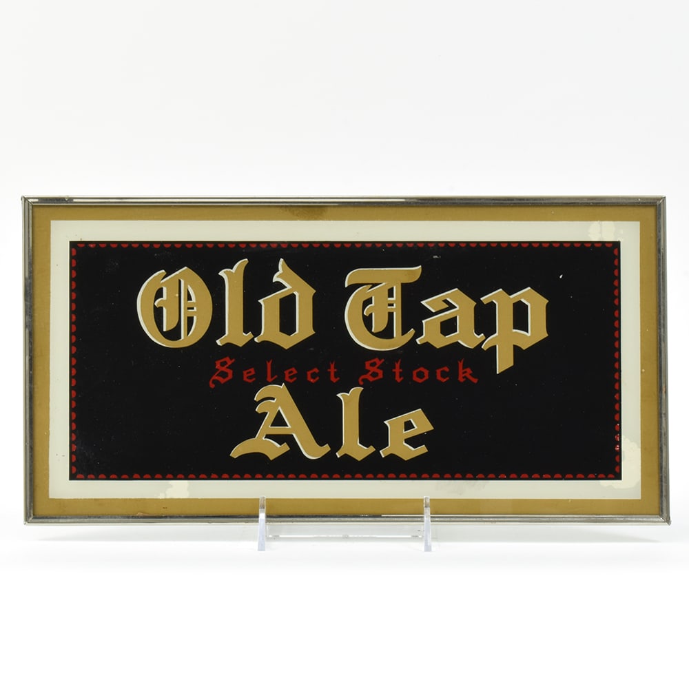 Old Tap Ale 1940s Reverse Painted Glass Sign RARE (1 of 2)
