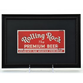 Rolling Rock Beer Reverse Painted Glass Sign