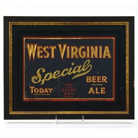 West Virginia Beer-Ale 1930s Tin-Over-Cardboard Calendar Sign
