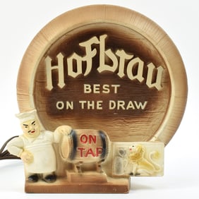 Hofbrau On Tap 1940s Illuminated Chalk Back Bar Lamp SWEET