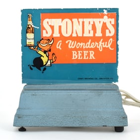 Stoneys Beer 1940s Reverse Painted Glass Back Bar Lamp SCARCE