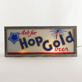 Hop Gold Ask For Beer ROG Illuminated Sign RARE