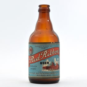 Red Ribbon Beer 1930s FACTORY SCENE Steinie Bottle