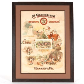 C Bauerlein Brewing Pre-Proh Lithograph ELVES GNOMES RARE