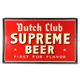 Dutch Club Supreme Beer 1930s Tin Sign RARE