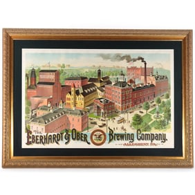 Eberhardt and Ober Pre-Prohibition Factory Scene Chromolithograph