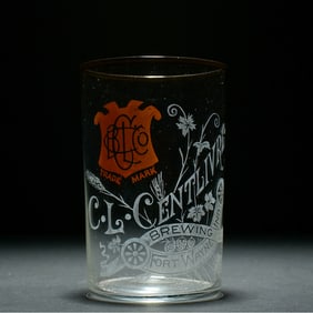 C L Centlivre Brewing 2-Color Pre-Prohibition Etched Glass HANDSOME