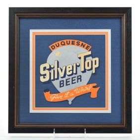 Duquesne Silver Top Beer 1930s Cardboard Die Cut Sign