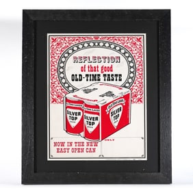 Silver Top Beer 1960s Cardboard POS Sign EASY OPEN CAN SIX PACK