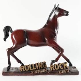 Rolling Rock Premium Beer Horse Back Bar Statue