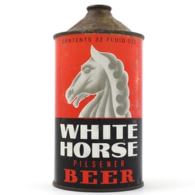 White Horse Beer Quart Cone Top PRIMA UNLISTED RARE