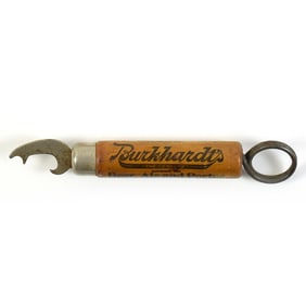 Burkhardts Beer-Ale-Porter Pre-Pro Wood Opener Corkscrew BOSTON RARE EXCEPTIONAL