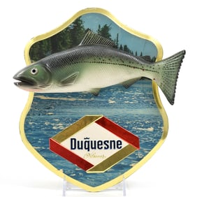 Duquesne Beer 1950s Pressed Composite Material 3-D Sign TROUT SALMON