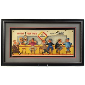 Duquesne 1960s Die Cut Cardboard Sign TAVERN BELIEVE YOUR TASTE