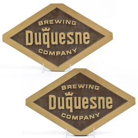 Duquesne Brewing Cast Solid Brass Signs Lot of 2