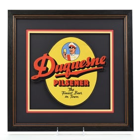 Duquesne Pilsener 1940s Cardboard Die Cut Sign SCARCE