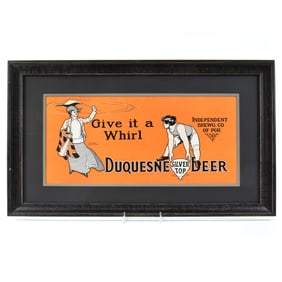Duquesne Silver Top Pre-Pro Cardboard Sign WILLIAMSOHN FLAG FAN
