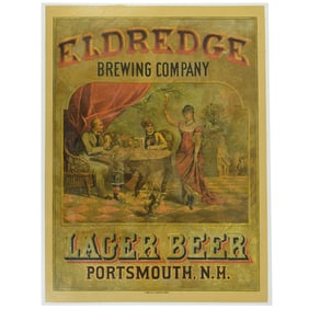 Eldredge Brewing Pre-Pro Lithograph Sign EARLY RARE
