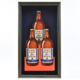 Fort Pitt 1940s Artist Concept Die Cut 3D Cardboard Sign BOTTLE PYRAMID